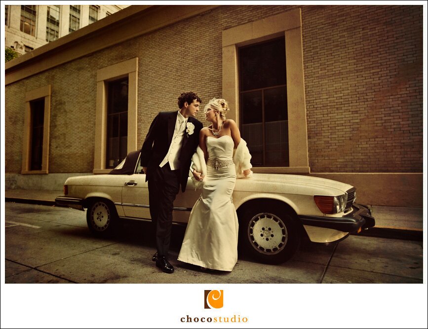 Vintage Style Portrait of Bride and Groom in San Francisco