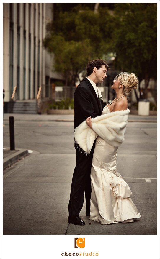 On Downtown SF Streets, Wedding Photo