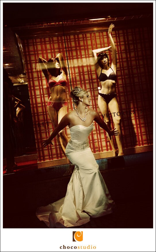 Photo of Bride in Front of Victoria's Secret