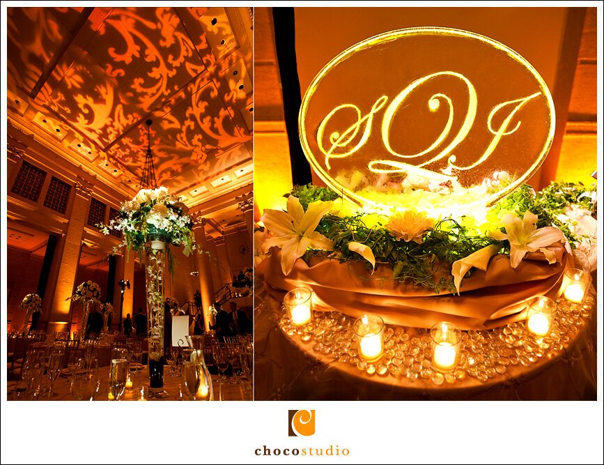 Ice Sculpture and Centerpieces Inside the Bently Reserve