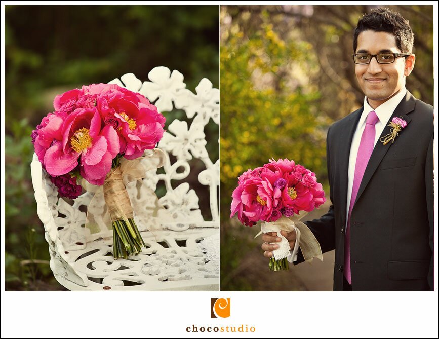 Groom with bouquet