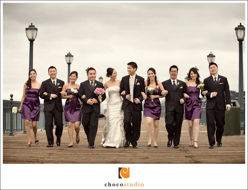 Bridal Party on Pier in San Francisco