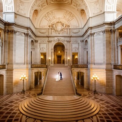 Grand Stairway Wedding Photo at San Francisco City Hall